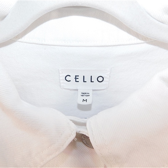CELLO White Cropped Raw Hem Denim Jacket - Size M - Picture 4 of 12